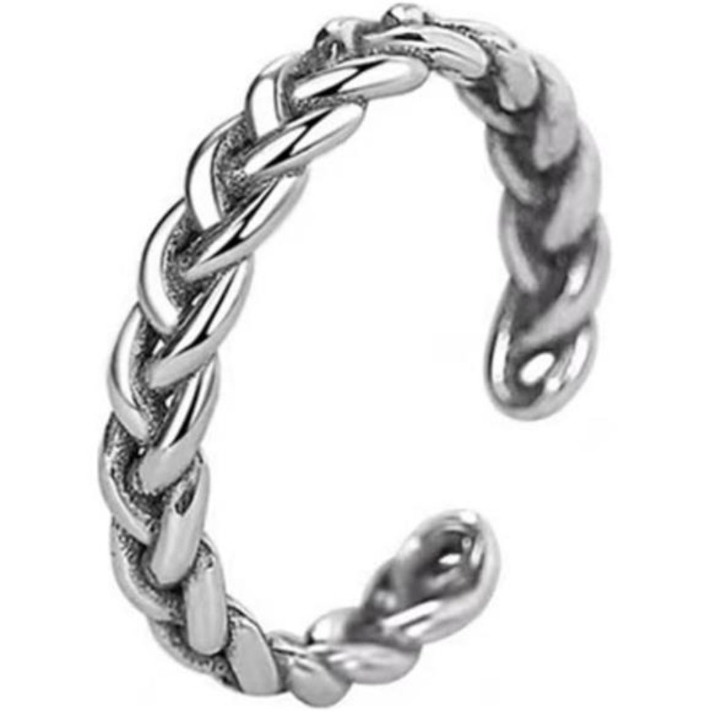 S925 Sterling Silver Adjustable Wide Open Band Ring Unisex Creative Trendy